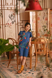 The Nian Nian Layered Sleeve Cheongsam Dress - Twilight