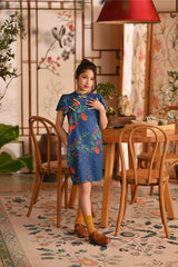 The Nian Nian Layered Sleeve Cheongsam Dress - Twilight