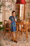 The Nian Nian Layered Sleeve Cheongsam Dress - Twilight