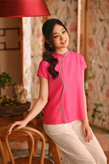 The Nian Nian Women Beaded Cheongsam Top - Fuchsia Pink