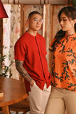 The Nian Nian Men Mandarin Shirt - Crimson Red