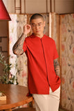 The Nian Nian Men Mandarin Shirt - Crimson Red