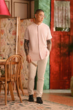 The Nian Nian Men Mandarin Shirt - Baby Pink