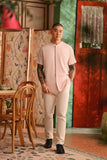 The Nian Nian Men Mandarin Shirt - Baby Pink