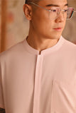 The Nian Nian Men Mandarin Shirt - Baby Pink