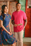 The Nian Nian Men Mandarin Shirt - Fuchsia Pink