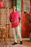 The Nian Nian Men Mandarin Shirt - Fuchsia Pink