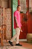 The Nian Nian Men Mandarin Shirt - Fuchsia Pink