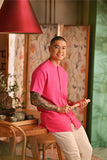 The Nian Nian Men Mandarin Shirt - Fuchsia Pink