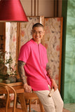 The Nian Nian Men Mandarin Shirt - Fuchsia Pink