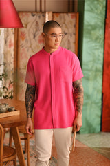 The Nian Nian Men Mandarin Shirt - Fuchsia Pink