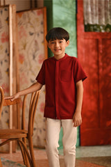 The Nian Nian Mandarin Shirt - Maroon