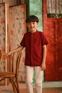 The Nian Nian Mandarin Shirt - Maroon