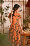 The Nian Nian Women Lace Sleeve Blossom Dress - Dawn