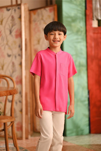 The Nian Nian Mandarin Shirt - Fuchsia Pink