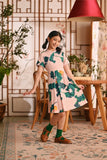 The Nian Nian Lace Sleeve Blossom Dress - Harvest