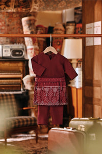 The Akar Kita Babies Baju Melayu Teluk Belanga - Burgundy