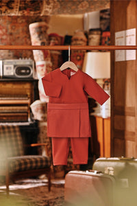 The Akar Kita Babies Baju Melayu Teluk Belanga - Mandarin Red