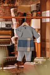 The Akar Kita Babies Baju Melayu Teluk Belanga - Silver Blue