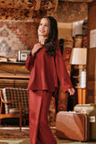 The Akar Kita Kedah Blouse Top - Maroon Dust