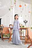 The Mimpian Ruffle Wide Skirt - Light Pigeon Blue