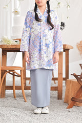 The Mimpian Buttons Skirt - Light Pigeon Blue