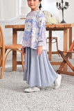 The Mimpian Ruffle Wide Skirt - Light Pigeon Blue