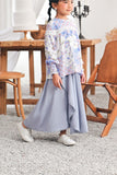 The Mimpian Ruffle Wide Skirt - Light Pigeon Blue