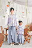 The Mimpian Ruffle Wide Skirt - Light Pigeon Blue