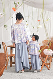 The Mimpian Ruffle Wide Skirt - Light Pigeon Blue