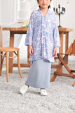 The Mimpian Buttons Skirt - Light Pigeon Blue