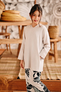 The Harbour Broderie Kurung Top - Light Grey