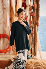 The Harbour Broderie Kurung Top - Black