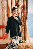 The Harbour Broderie Kurung Top - Black