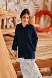 The Harbour Broderie Kurung Top - Navy Blue