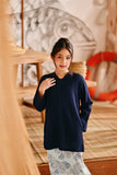 The Harbour Broderie Kurung Top - Navy Blue