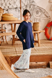 The Harbour Broderie Kurung Top - Navy Blue