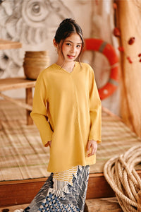 The Harbour Broderie Kurung Top - Dijon Mustard