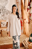 The Harbour Women Broderie Kurung Top - Light Grey