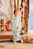 The Harbour Broderie Kurung Top - Tiffany Blue