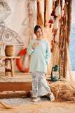 The Harbour Broderie Kurung Top - Tiffany Blue