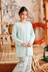 The Harbour Broderie Kurung Top - Tiffany Blue