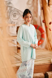 The Harbour Broderie Kurung Top - Tiffany Blue