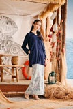 The Harbour Women Broderie Kurung Top - Navy Blue