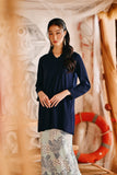 The Harbour Women Broderie Kurung Top - Navy Blue