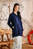 The Harbour Women Broderie Kurung Top - Navy Blue