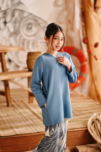 The Harbour Broderie Kurung Top - Blue West