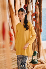 The Harbour Women Broderie Kurung Top - Dijon Mustard