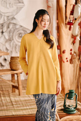 The Harbour Women Broderie Kurung Top - Dijon Mustard