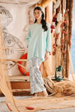 The Harbour Women Broderie Kurung Top - Tiffany Blue